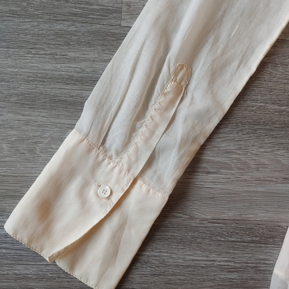 CELINE Ethereal White Silk Blend Long Sleeve Blouse - Picture 11 of 12